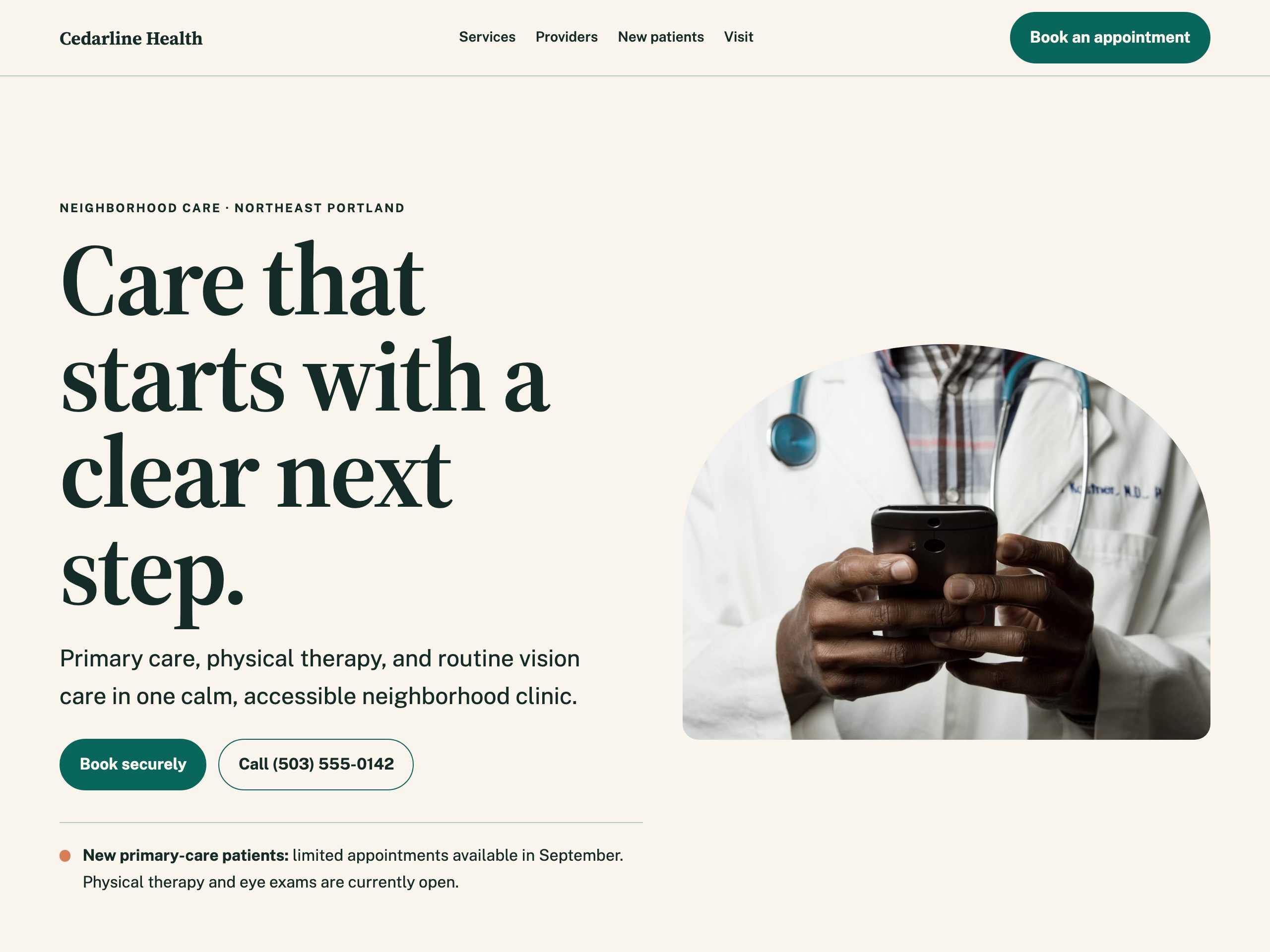 Cedarline Health — built with Nanopage