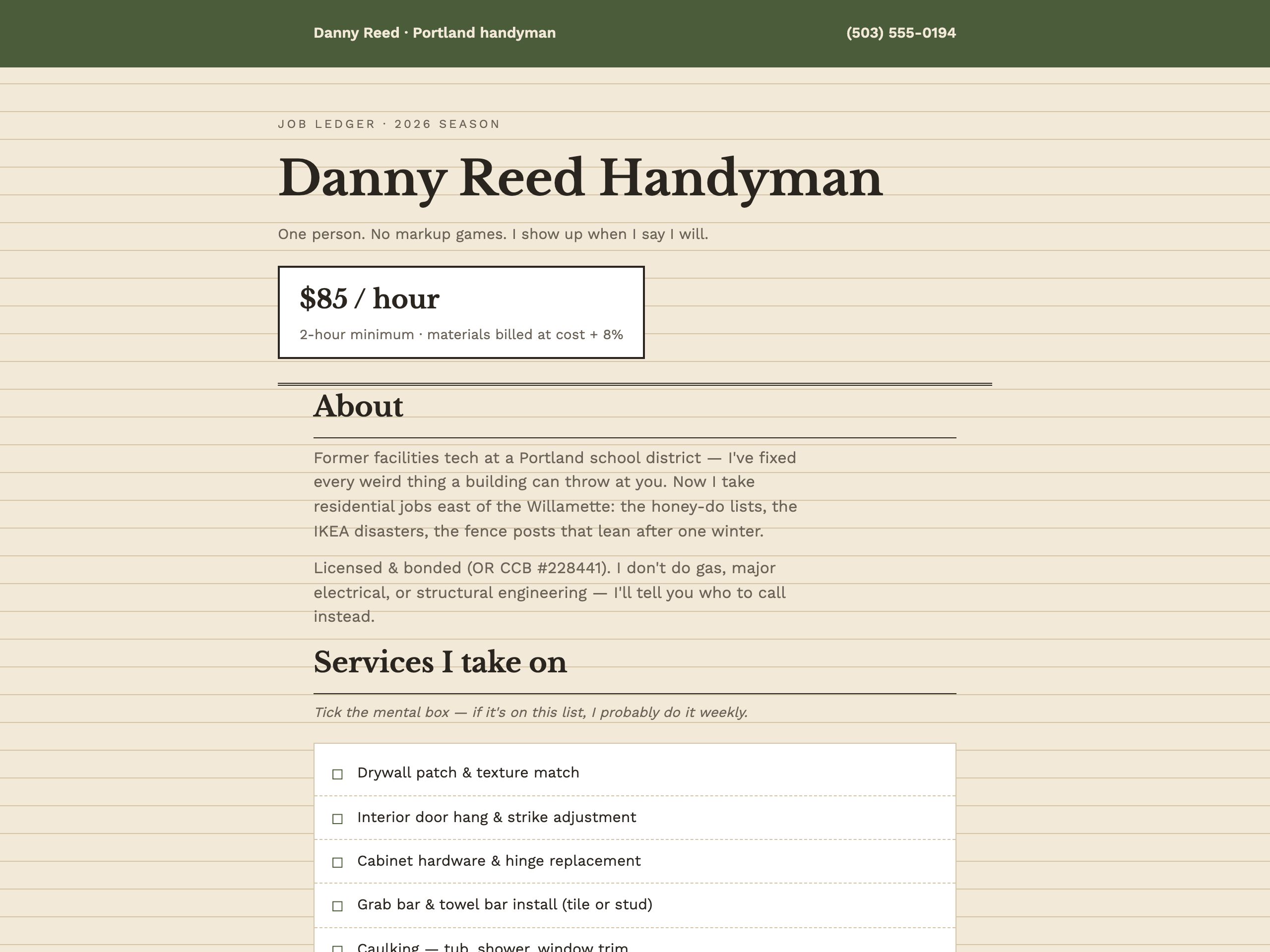 Danny Reed Handyman — built with Nanopage