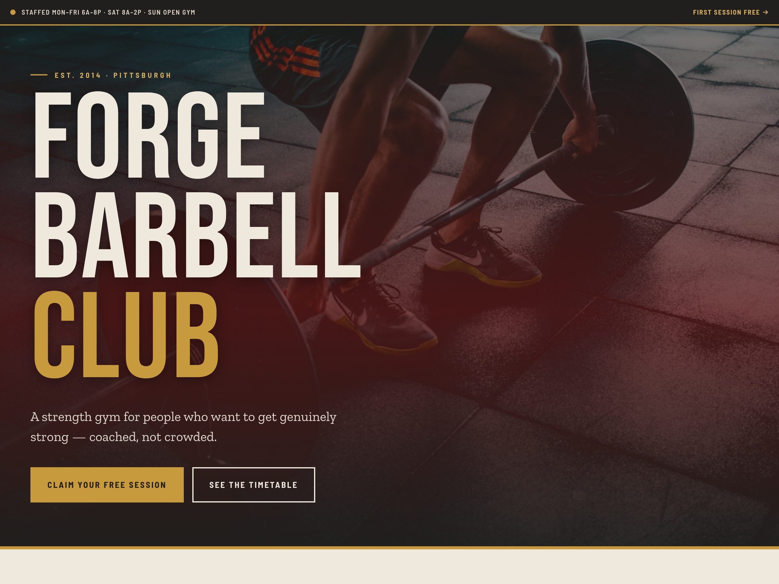 Forge Barbell Club — built with Nanopage