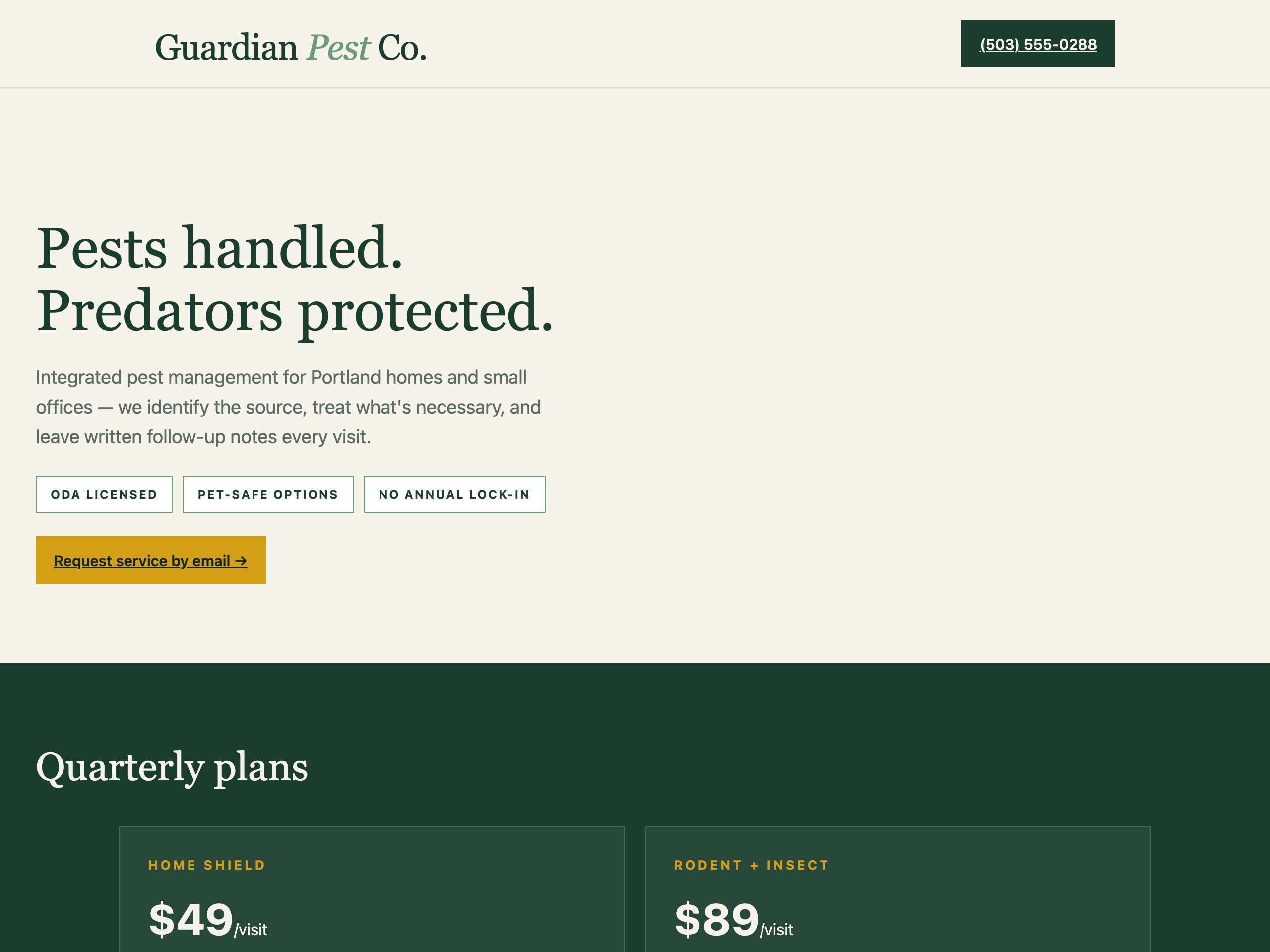 Guardian Pest Co. — built with Nanopage
