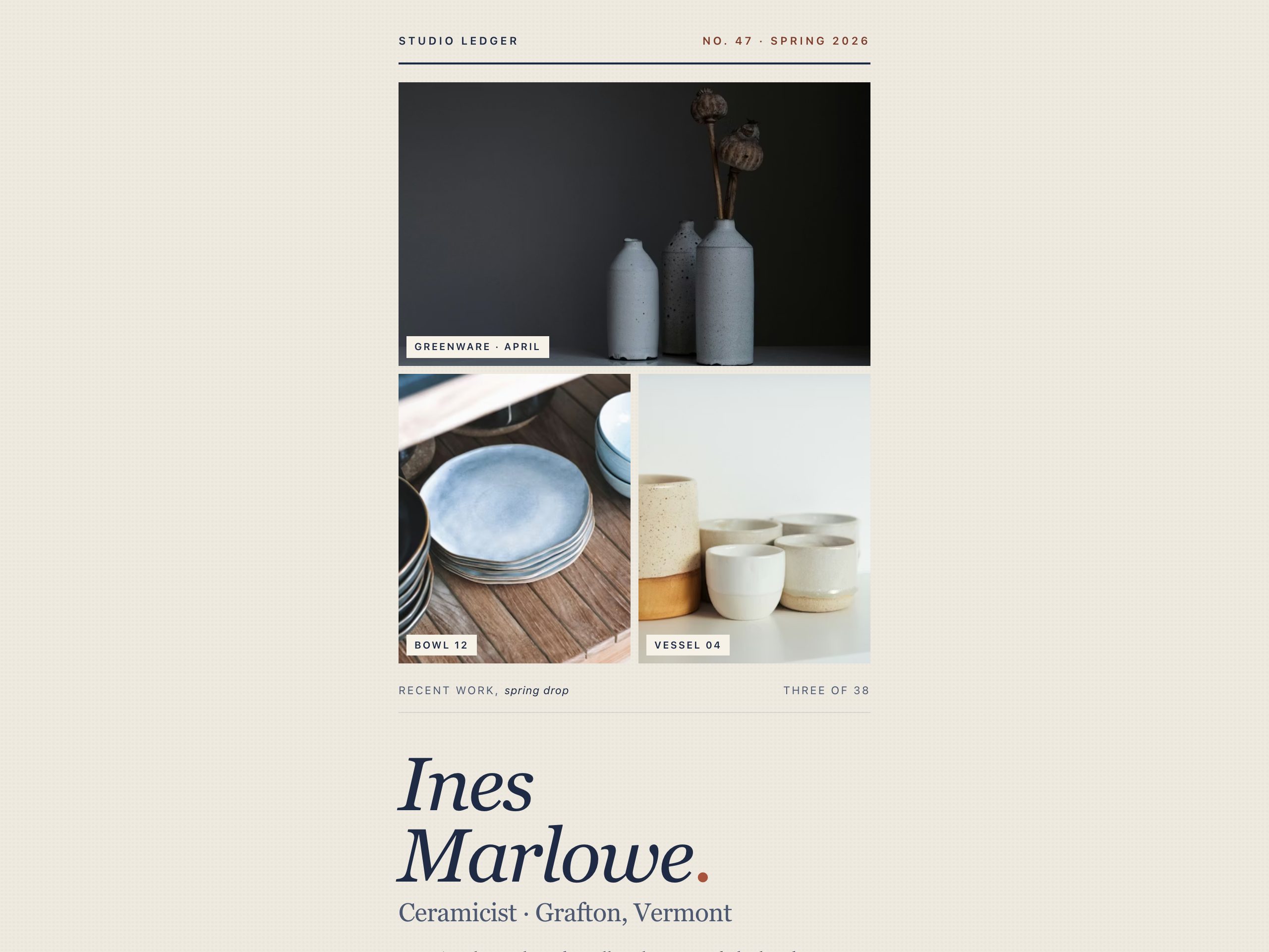 Ines Marlowe Ceramics — built with Nanopage