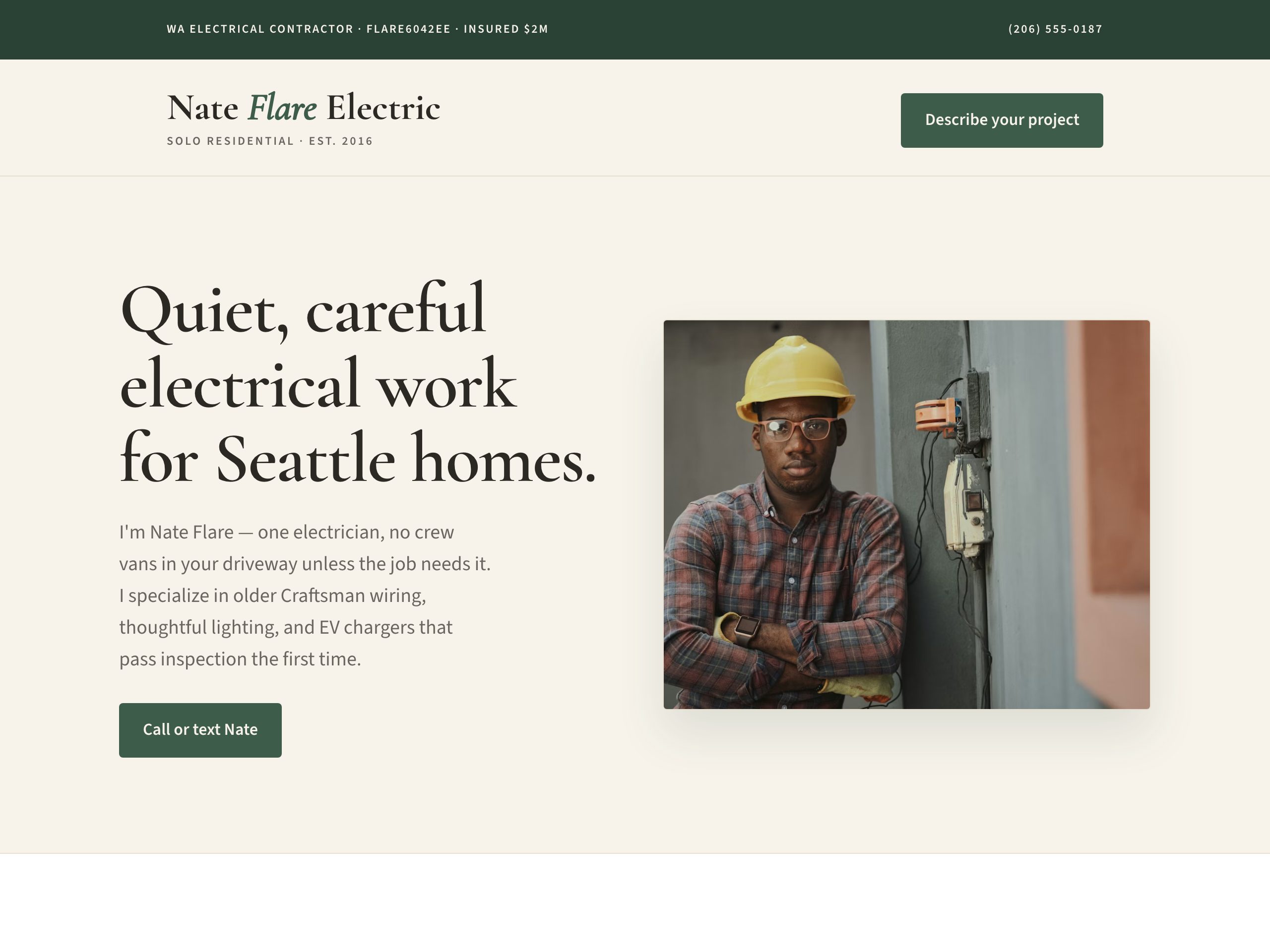 Nate Flare Electric — built with Nanopage