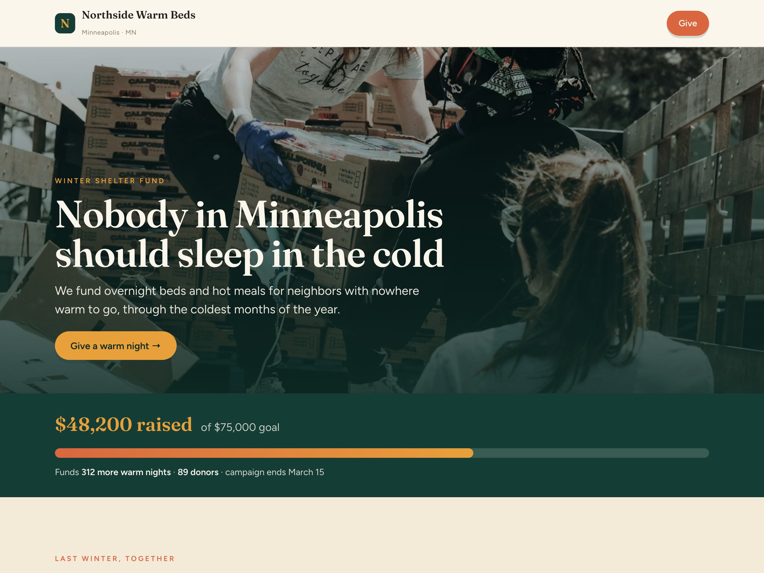 Northside Warm Beds — built with Nanopage