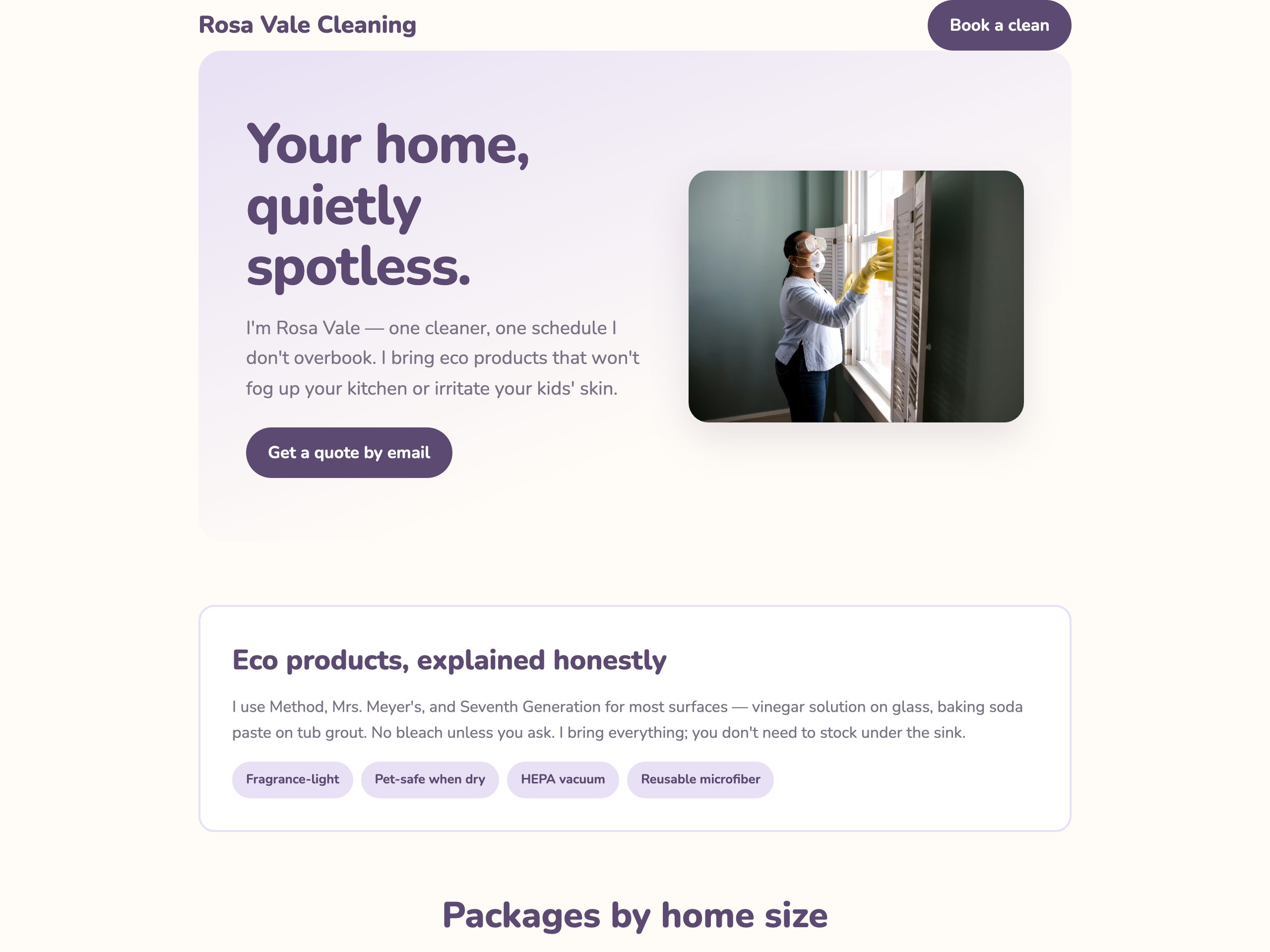 Rosa Vale Cleaning — built with Nanopage