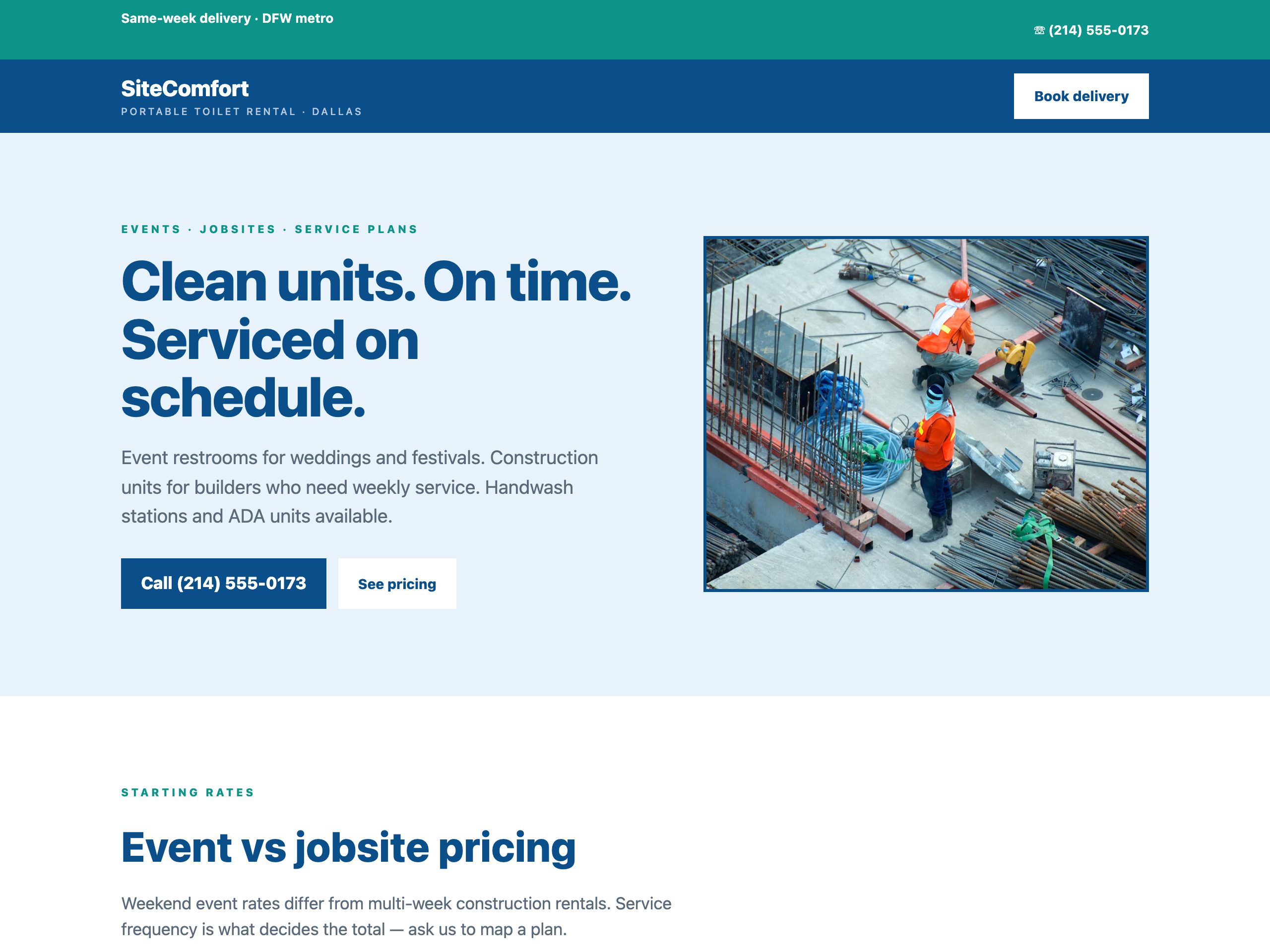 SiteComfort Rentals — built with Nanopage