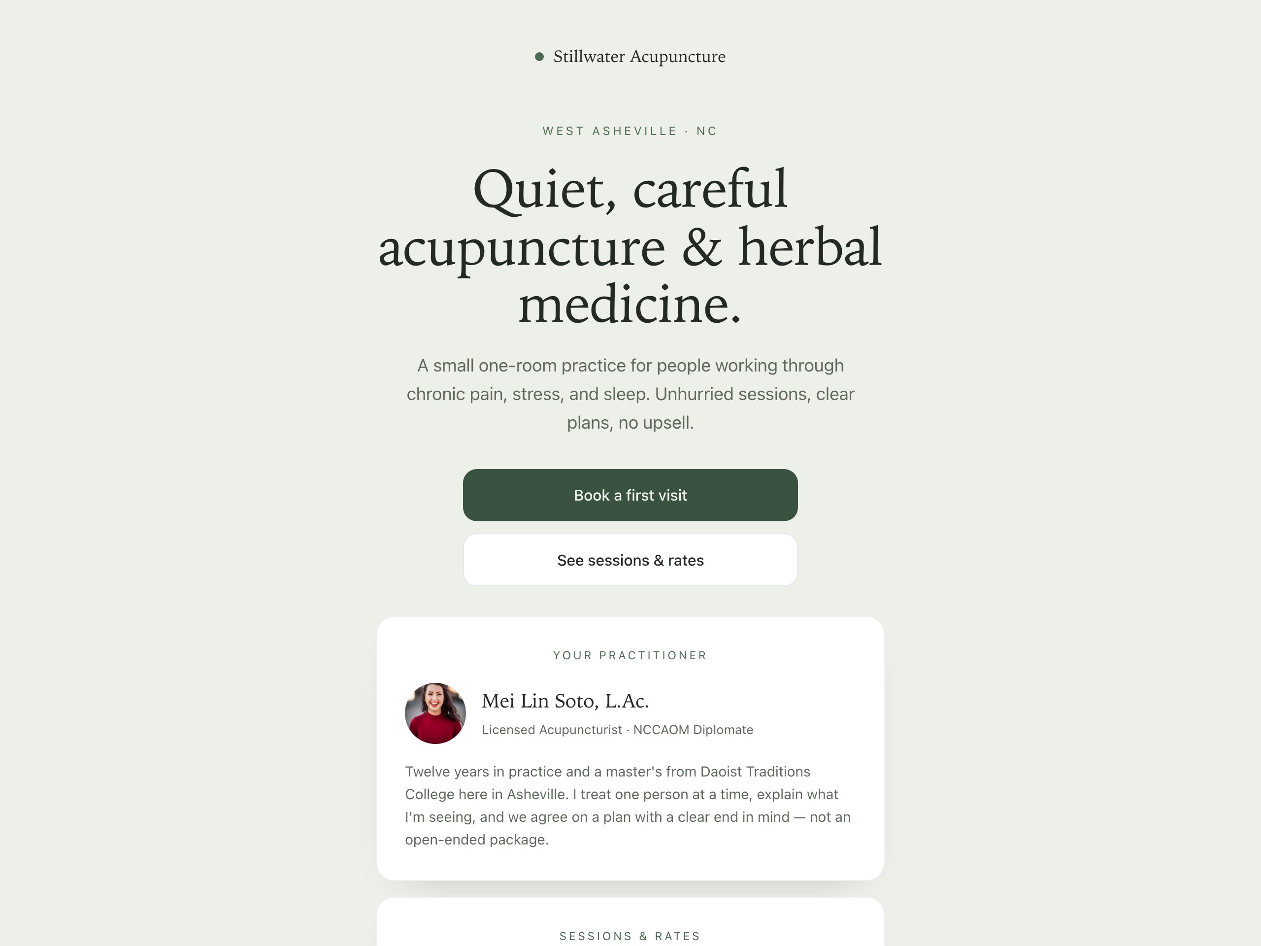 Stillwater Acupuncture — built with Nanopage
