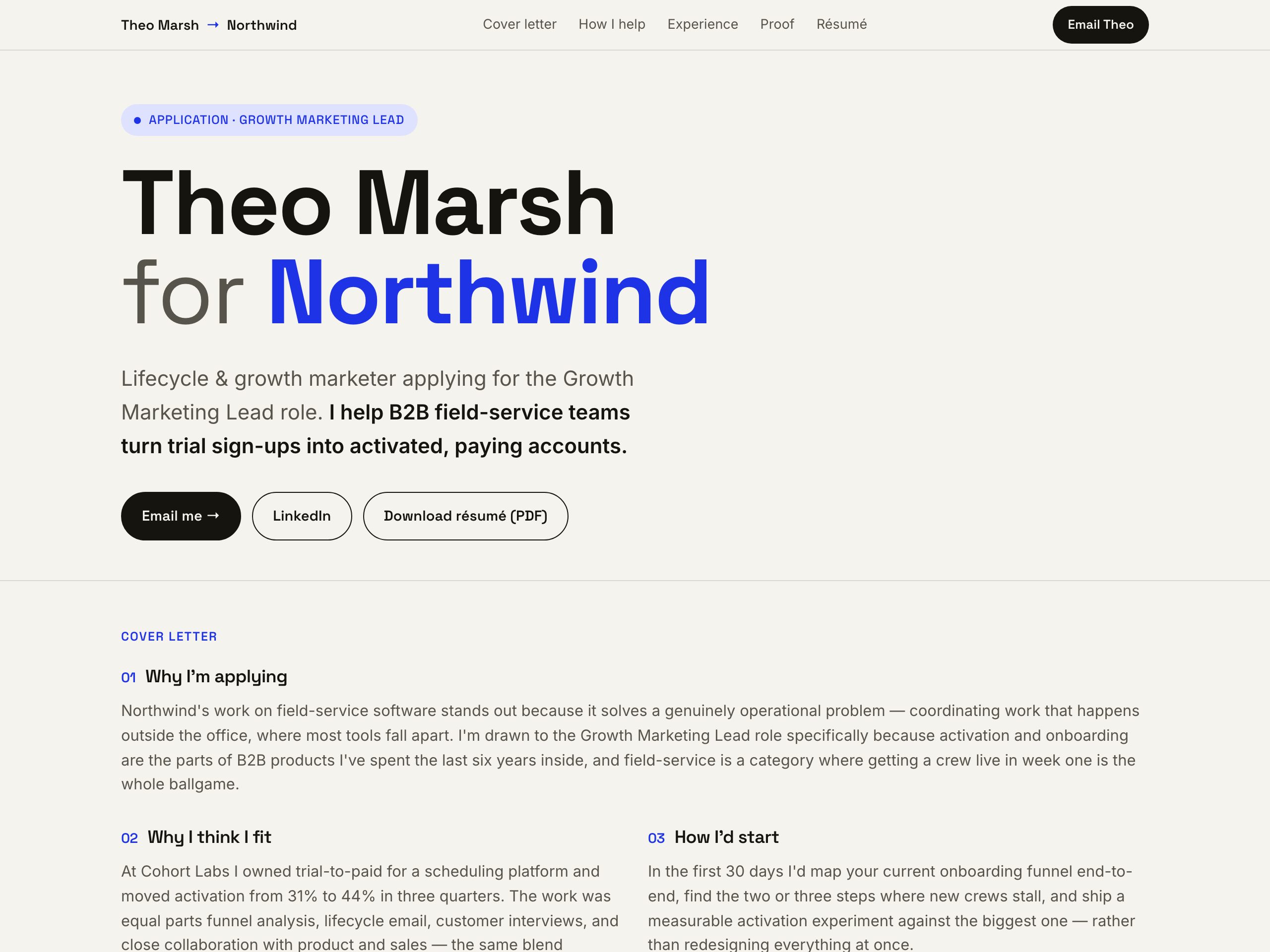 Theo Marsh for Northwind — built with Nanopage