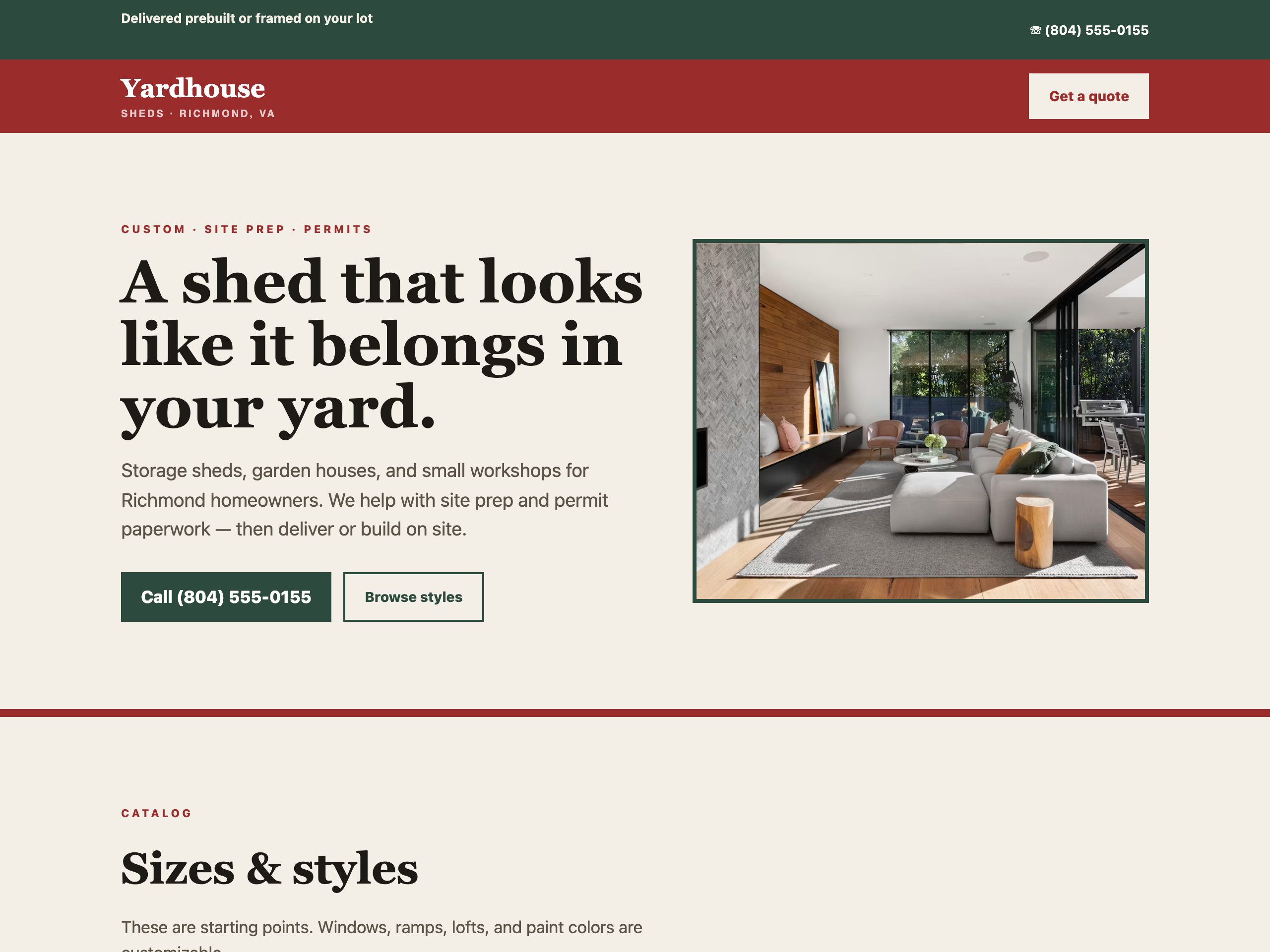 Yardhouse Sheds — built with Nanopage
